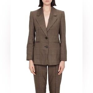 Veronika Maine Houndstooth Plaid Blazer in Brown Sugar Size 14